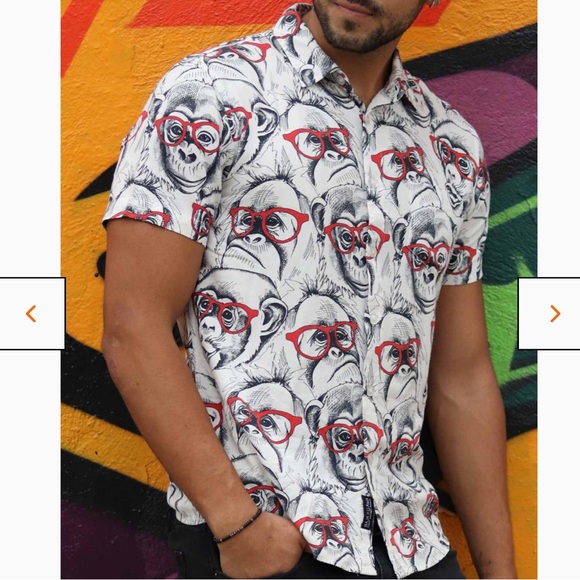 Baja Llama shirt button down chimp monkey with glasses men’s large classic fit - Picture 2 of 10